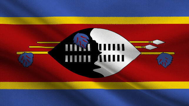 Sovereignty symbolized by flag with traditional designs and colors of Swaziland