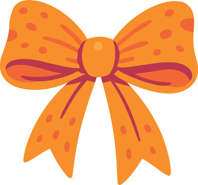 Orange Polka Ribbon Bow Vector Illustration