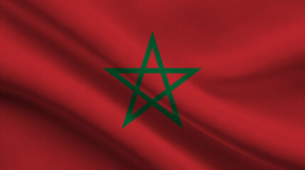 Sovereignty represented through Moroccan flag with a green star on red background waving in the wind