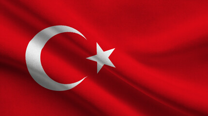 Sovereignty represented through the Turkish flag waving in the wind on a clear day