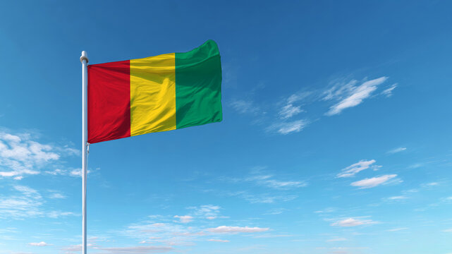 Celebration of Independence Day with the waving flag under a clear blue sky