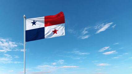 Panama celebrates its Independence Day with the national flag waving against a clear blue sky