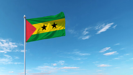 Celebrating Sao Tome Independence Day with the National Flag against a Clear Sky