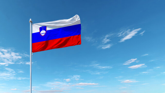 Slovenia celebrates Independence Day with a proud display of the national flag against a bright blue sky