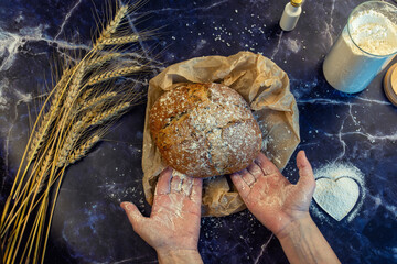 hands holding a loaf of bread