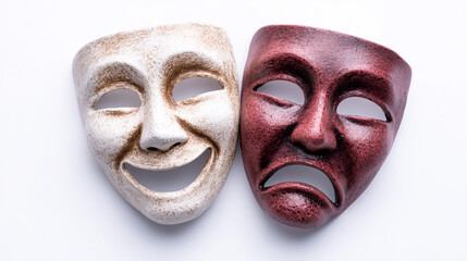 Masks representing comedy and tragedy in a creative display