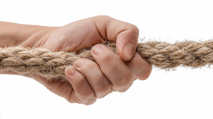 Hand gripping a thick rope during a strength exercise