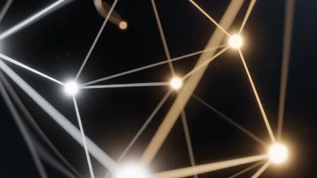 Abstract network connections illuminated lines and nodes against dark background