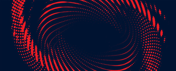 Flowing dot particles wave curve pattern red and black gradient light isolated on black background in concept of AI technology, science, music. Vector illustration