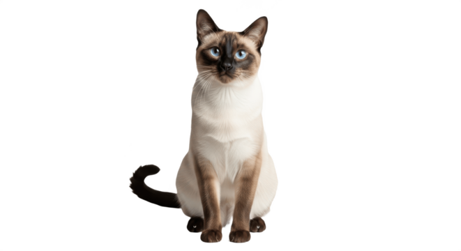 Seal Point Siamese Cat Sitting – Isolated on Transparent PNG Background