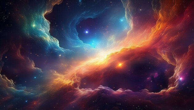 abstract nebula formation digital art from space perspective with light and shadow play