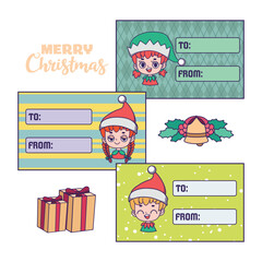 Christmas tags with cute elf helpers