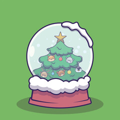 Snowglobe with a decorated Christmas tree