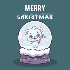 Christmas snowglobe with cute polar bear
