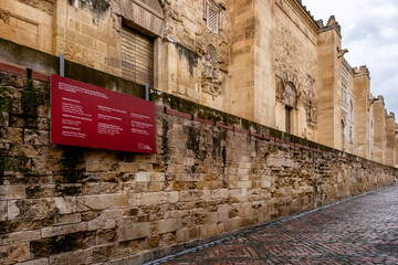 Exterior walls of the cathedral Mezquita-Catedral de Cordoba (Mosque-Cathedral of Cordoba) with carved windows and doors from the Moorish period