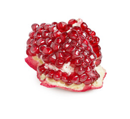 one ripe pomegranate fruit isolated on a white background with clipping path