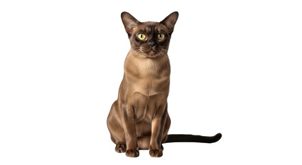 Calm Burmese Cat Lying Down Isolated on Transparent PNG Background