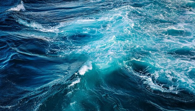 vibrant turquoise water texture dynamic foaming waves turbulent surface abstract blue ocean background for nature energy and serenity concepts