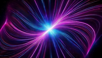 abstract purple energy lines with glowing blue and pink core on black background