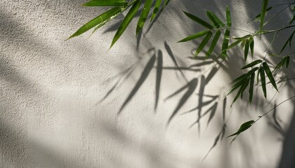 shadow of bamboo leaves on a textured wall