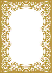 Vintage gold frame with floral ornament. A4 size. Version 6. Golden rim. Vector illustration