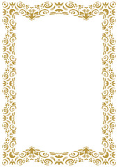 Vintage gold frame with original ornament. A4 size. Version 7. Vector illustration