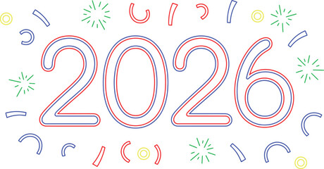 Obraz premium Vector illustration of 2026 new year celebration design with confetti isolated on white background