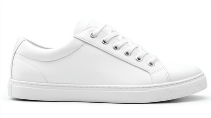 A pair of stylish white sneakers sits on a clean surface, showcasing their simple yet modern design. Ideal for casual outings and everyday wear, the shoes emphasize comfort and versatility.