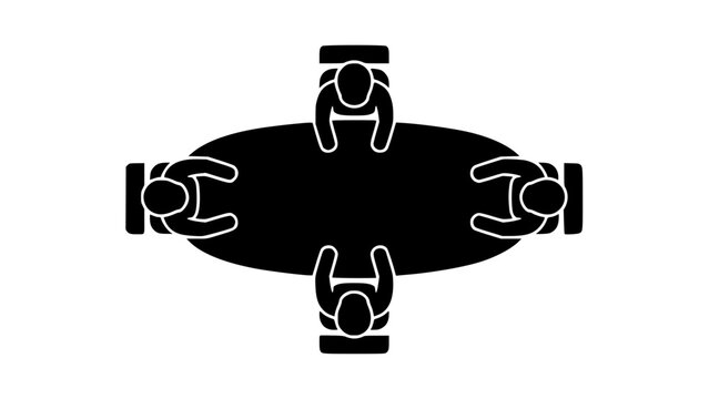 Office smooth meeting black white icon