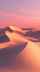 Stunning sand dunes glow beautifully under the pink desert sky