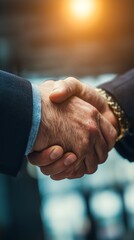 Successful business deal handshake represents partnership and trust