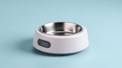 Modern pet food bowl with stainless steel interior and sleek white exterior, designed for convenience and style, perfect for contemporary pet owners seeking functionality