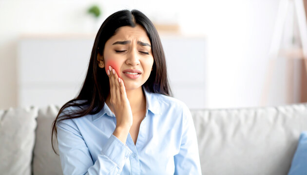 Frau mit Zahnschmerzen 