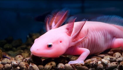 Obraz premium pink axolotl underwater
