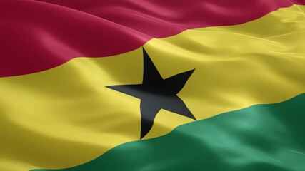 Dynamic Ghana flag waving proudly in the breeze, a vibrant symbol of national pride and rich cultural heritage, perfect for patriotic content - Powered by Adobe