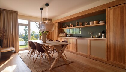 wooden dining area interior