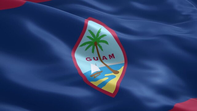 Experience the vibrant motion of Guam's flag waving proudly, a symbol of island pride and cultural heritage in a captivating video sequence