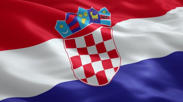 Vibrant video of the Croatian flag waving gracefully in the wind, perfect for patriotic celebrations and national pride content