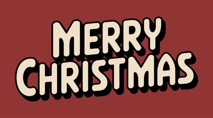 Merry Christmas bold retro typography design with 3D effect and festive holiday colors for cheerful seasonal greetings