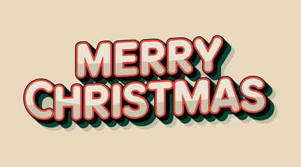 Bold Merry Christmas retro typography design with 3D effect and bright holiday colors for a joyful greeting