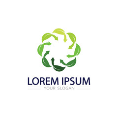 Elegant Green Leaf Nature Logo Symbolizing Organic Herbal Wellness and Eco