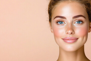 Obraz premium Stunning Portrait of a Young Beauty in a Serene Spa Atmosphere, Showcasing Smooth Skin and a Radiant Smile