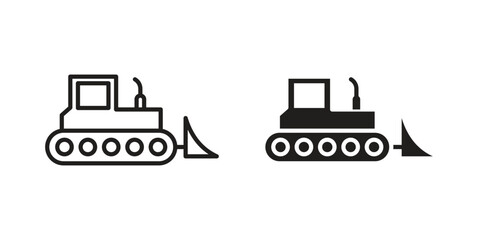 Naklejka premium Bulldozer icons in simple black style symbol sign for apps and website