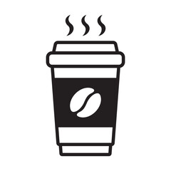 Takeaway Paper Coffee Cup Icon for Cafe and Beverage Themes