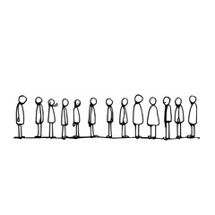 A line of simple stick figures standing in a row