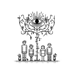 Growth, spirituality, and people line art