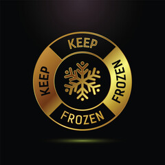 Keep frozen round golden icon with snowflake