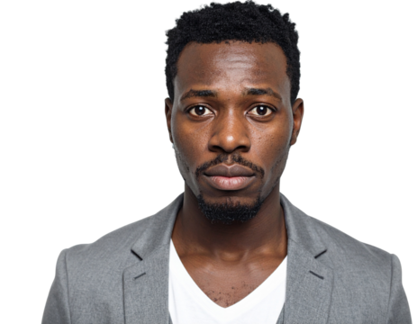 Photo of a man with a calm serious expression on transparent background - Powered by Adobe