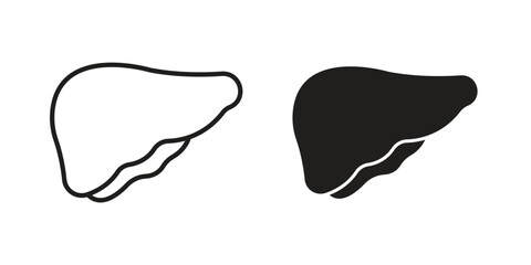 Liver icons in simple black style symbol sign for apps and website