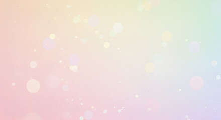 Soft pastel gradient background with shimmering bokeh lights, blending delicate pink, yellow, green, blue hues, creating a serene dreamy visual